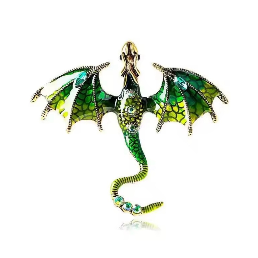 Green Dragon Brooch Pin